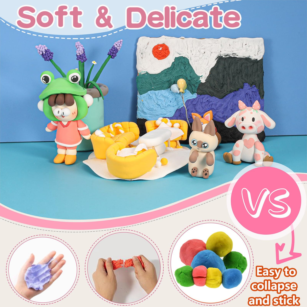 EDIFON Air Dry Clay Kit, 36 Colors Modeling Clay with Tools, Ultra Light, Safe and Non-Toxic, Ideal Gift for Kids (36 Colors+ Tools) EDIFON