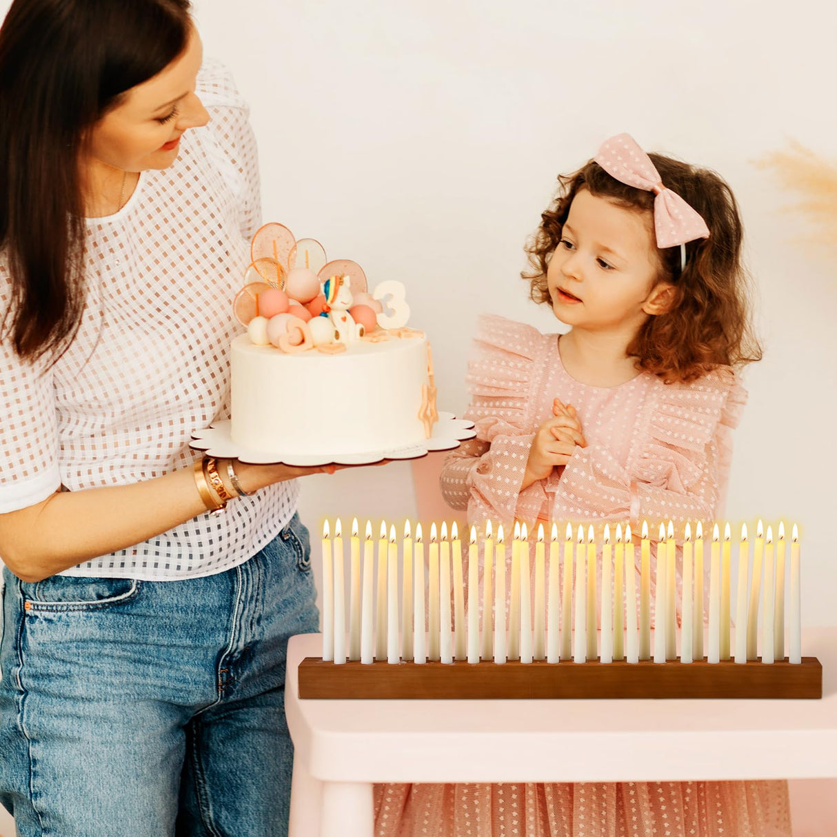 Mumufy Wood Taper Candle Holders for Table Centerpiece Dark Brown Giant Wooden Birthday Party Candlestick Farmhouse Candle Holders Decorations for Wedding Anniversary Desktop, 36in Mumufy