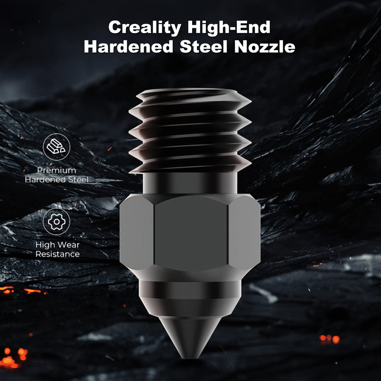 Creality High End Hardened Steel Nozzle MK8 0.4MM 450℃ Harden Extruder Tips with High Thermal Conductivity for Creality Ender 3/Pro/V2/MAX,Ender 5/Pro/Plus,Ender 6,CR-10S/S4/S5 3D Printers ENOMAKER