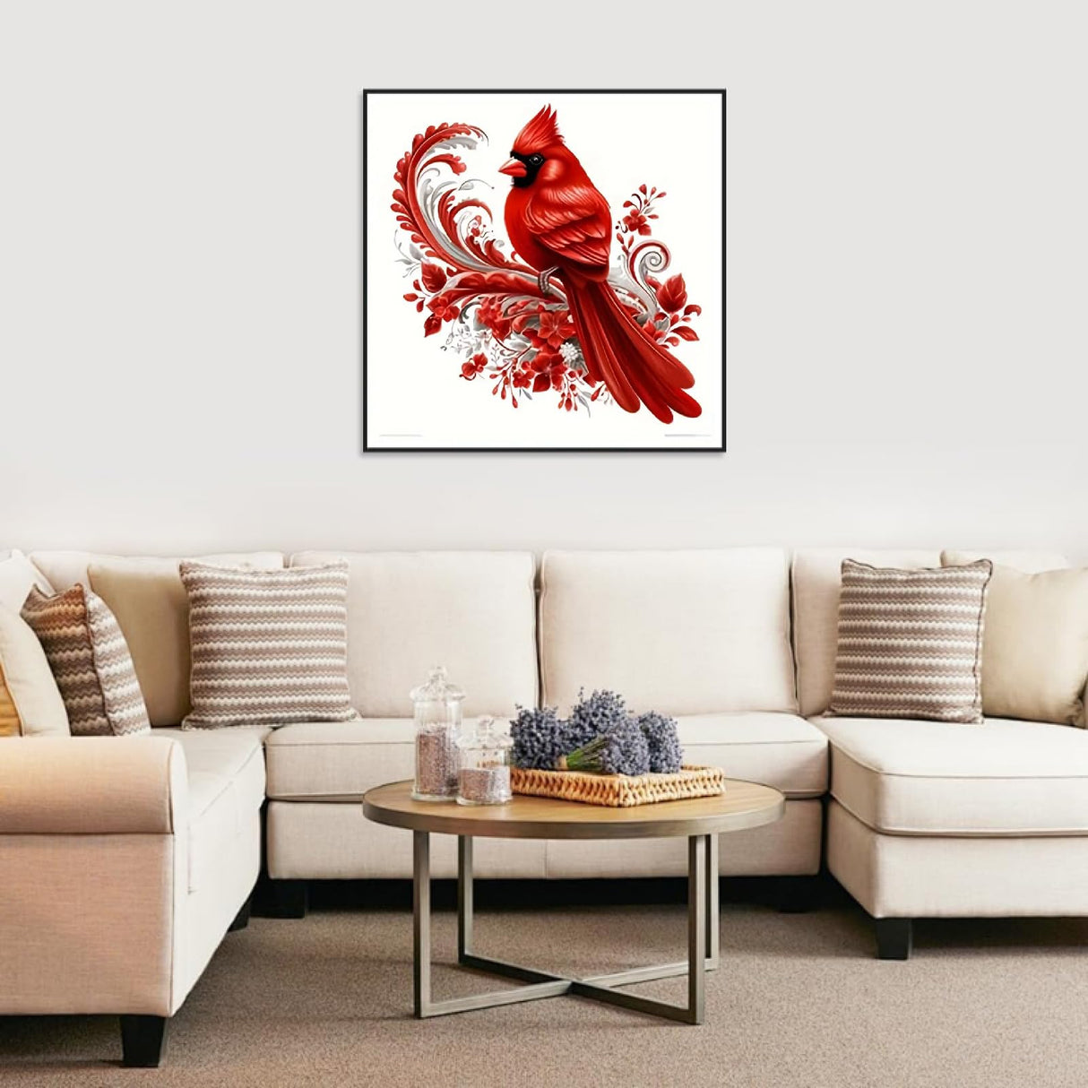 STGLCR Diamond Art Painting Kits for Adults, Cardinal Birds Diamond Art Kits for Beginners, DIY Winter Gem Art Craft Full Drill Diamond Painting Kits for Home Wall Decor 12x12inch Red Bird Flower STGLCR