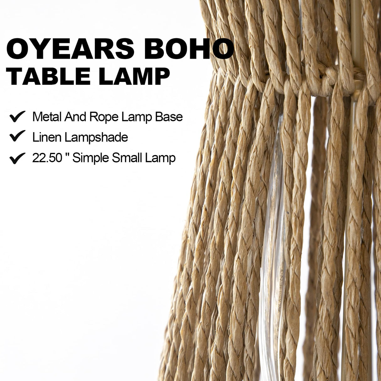 OYEARS 22.5" Table Lamps for Living Room,Boho Lamps Set of 2 for Bedrooms, Bedside Lamp for Nightstands, Rattan Lamp, Farmhouse Table Lamp for Room Decor, End Table, Retro, Brown(Not Include Bulbs) OYEARS