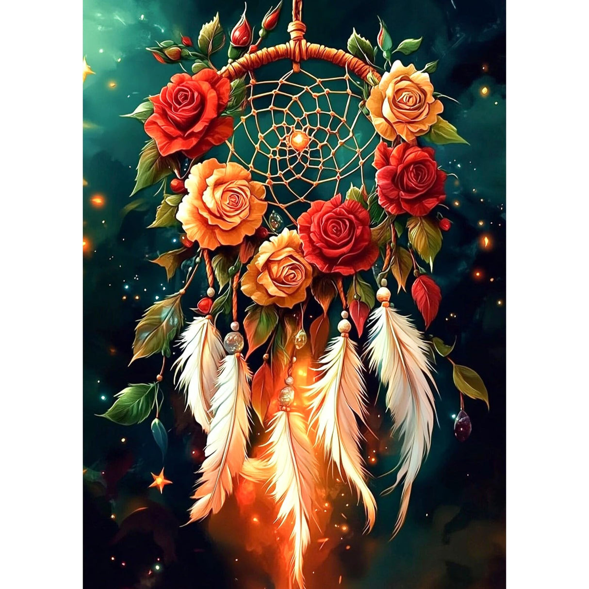 NEWENMO Dreamcatcher Diamonds Painting Kits for Adults Beginner, DIY 5D Flower Diamond Art Paint with Round Diamonds, Full Drill Gem Art Diamonds Art Painting for Home Wall Decor 12x16 Inch NEWENMO