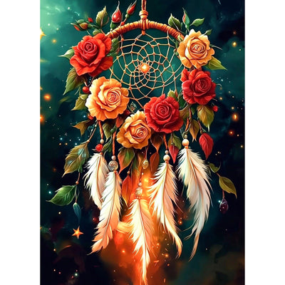 NEWENMO Dreamcatcher Diamonds Painting Kits for Adults Beginner, DIY 5D Flower Diamond Art Paint with Round Diamonds, Full Drill Gem Art Diamonds Art Painting for Home Wall Decor 12x16 Inch