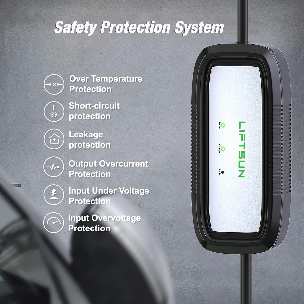 Liftsun Level 1+2 EV Charger, 16 Amp 120V or 240V, Portable Electric Vehicle Charger with 21Ft Charging Cable NEMA 6-20 Plug,Plug-in Home EV Charging Station for SAE J1772 EVs(Tesla Need Adapter) Liftsun