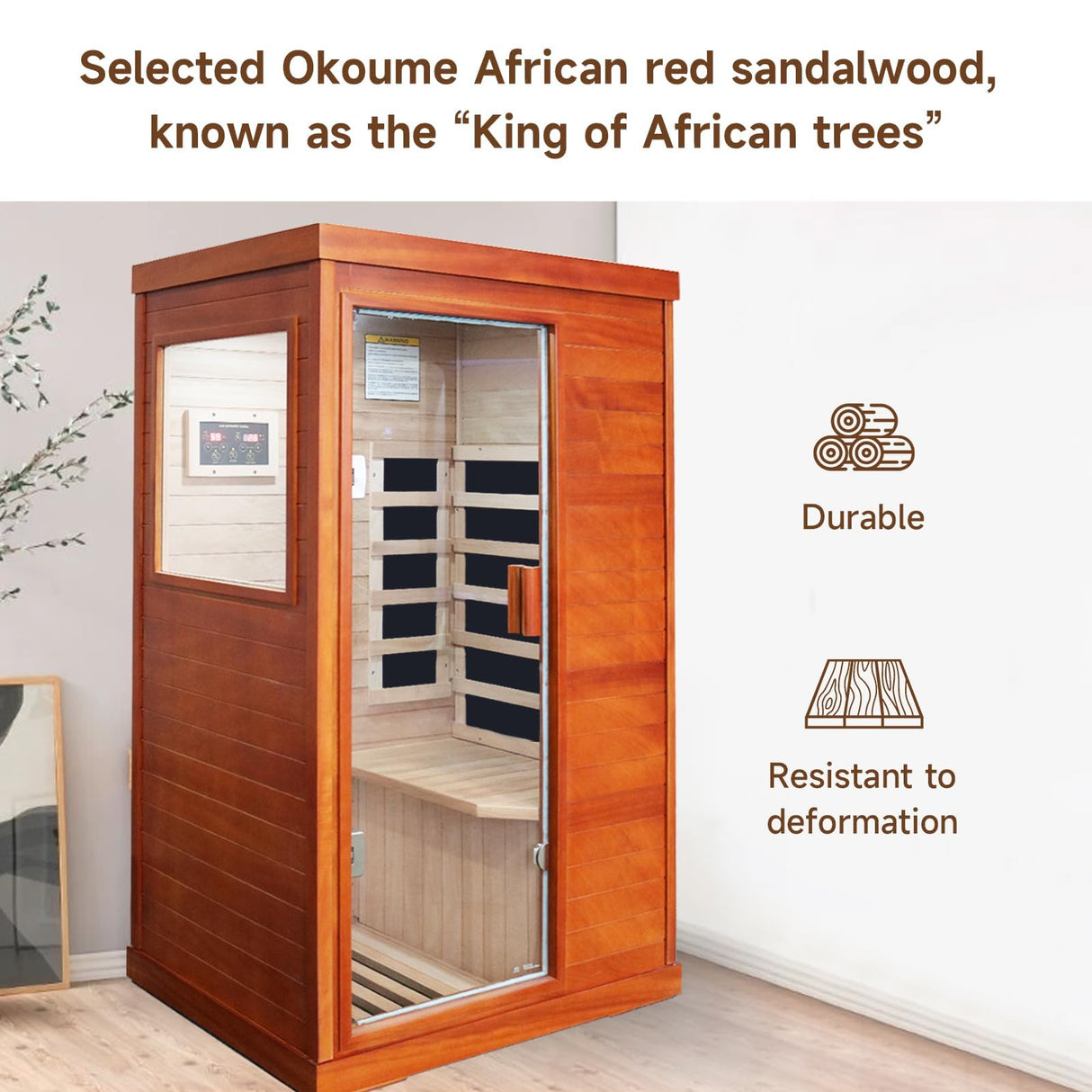 Far Infrared Sauna Home Saunas Spa Room,Low EMF Okoume Wooden Indoor Dry Sauna,Ideal for 1 Person Home Sauna with Bluetooth Speaker,Christmas Birthday Gift for Family Friends InfraHHZQ