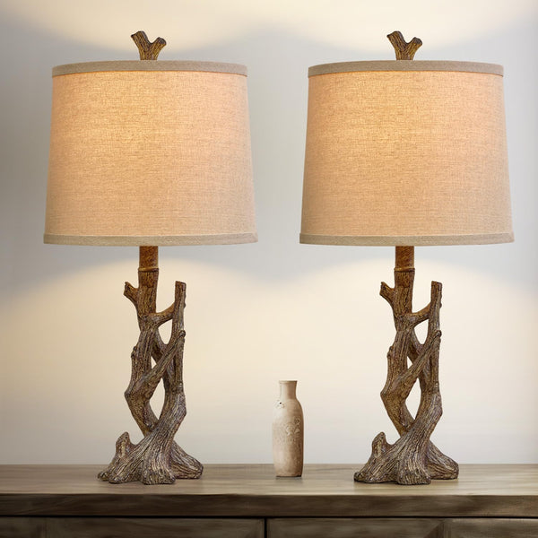 OYEARS 23" Rustic Farmhouse Table Lamp Country Cottage Lamps for Night ...