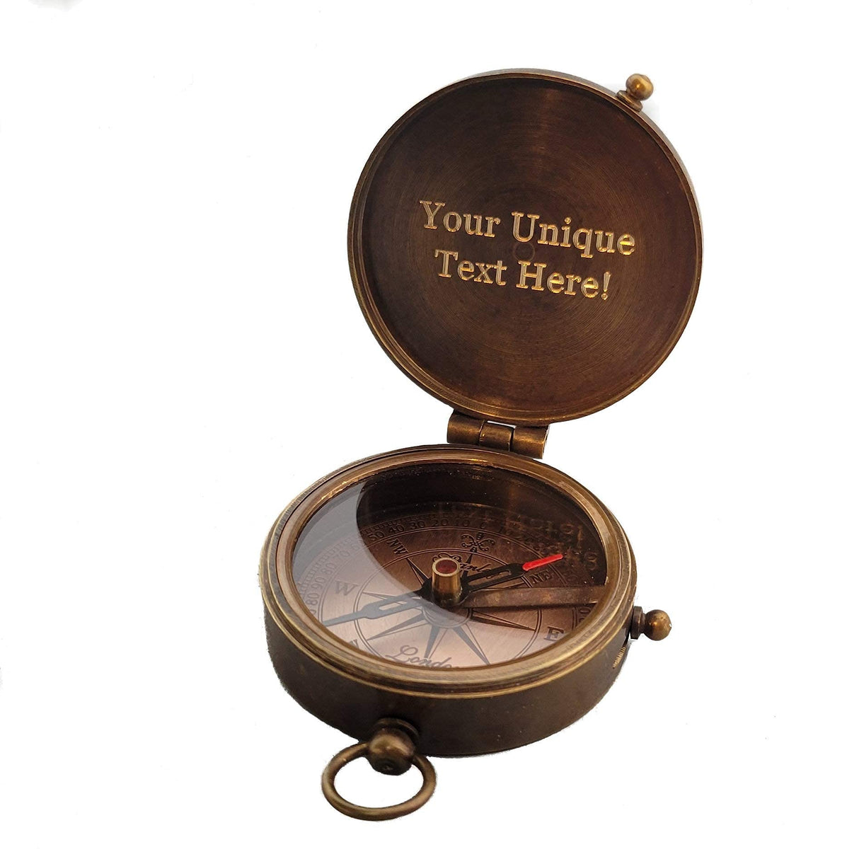 Engraved Compass Personalized | Brass Pocket Compass Gifts for Men, Him, Son, Husband, Grandson, Boys | Engravable Antique Gift Compasses for Graduation, Baptism, Confirmation (Behind You) Stanley London