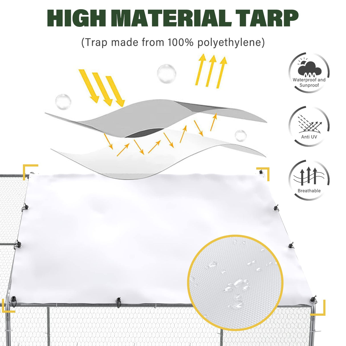 Chicken Coop Large Metal Chicken Run for Yard Chicken Pen/Cage Outdoor Walk-in Chicken House Heavy Duty Poultry Cage with Waterproof and Anti-UV Cover for Farm Use WoodArtSupply