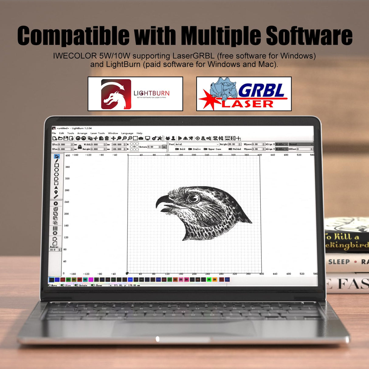 IWECOLOR Laser Engraver, 50W High Accuracy Laser Engraving Machine with 410x400mm Large Working Area, 5.5-7.5W Laser Power Engraver and Cutter for Wood, Metal, Acrylic, Leather IWECOLOR