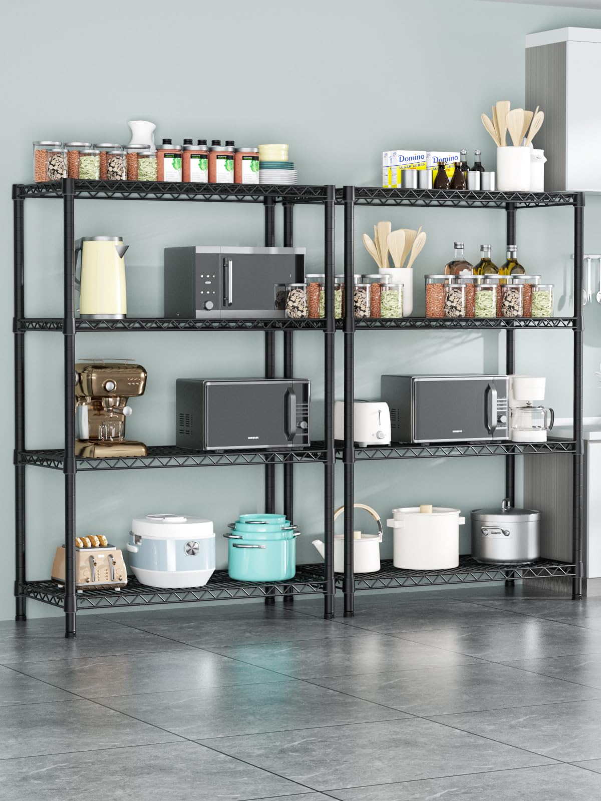 Golpart 4 Tier Heavy Duty Shelves Adjustable Storage Shelf Organizer Metal Garage Wire Shelving Unit Pantry 18" D x 36" W x 59" H,Black Golpart