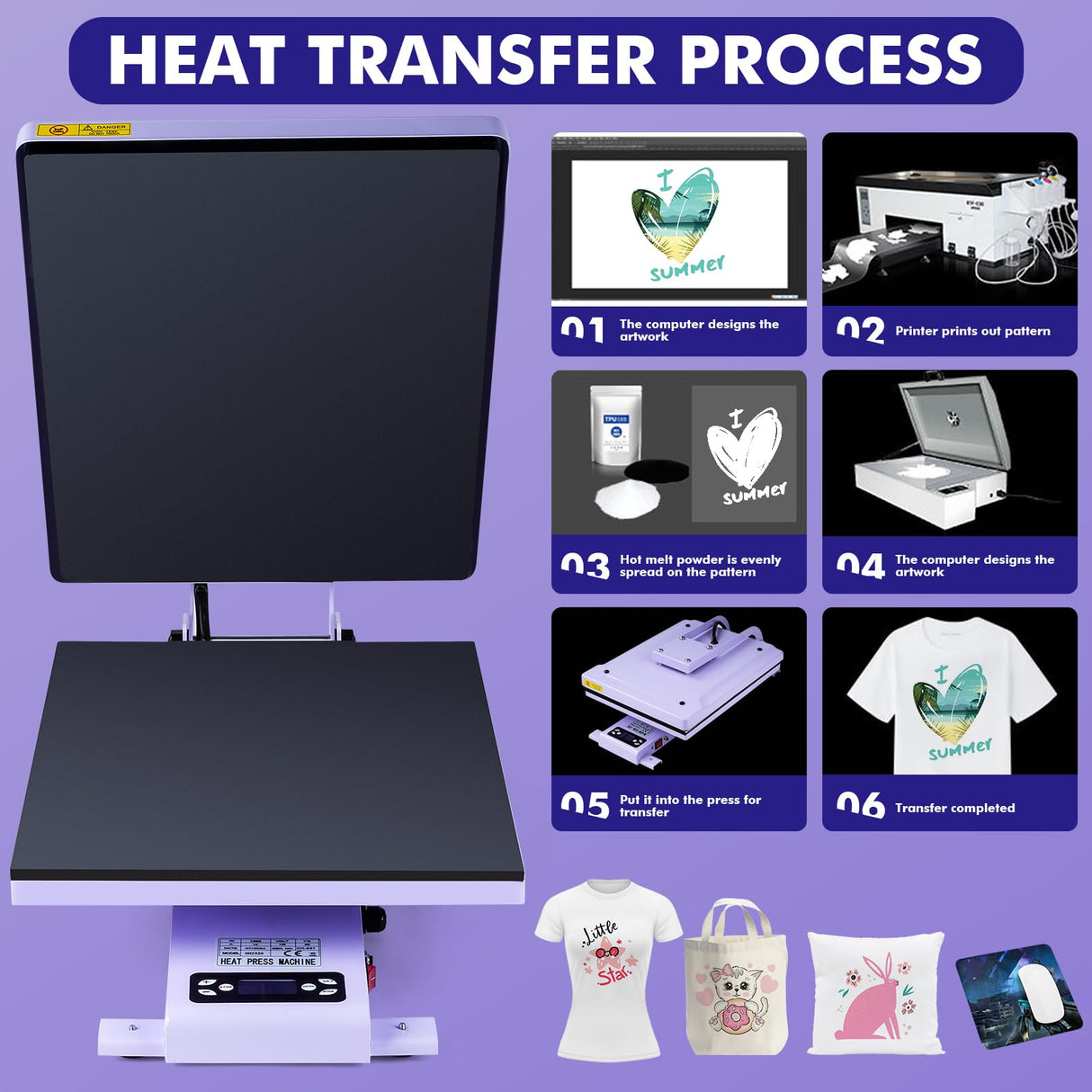 Heat Press, 16x20 Power Heat Press Machine, Fast Heating, High Pressure Heat Press Machine for T-Shirt, Digital Industrial Sublimation Printer for Heat Transfer Vinyl, Easy to Use, White Maxmartt
