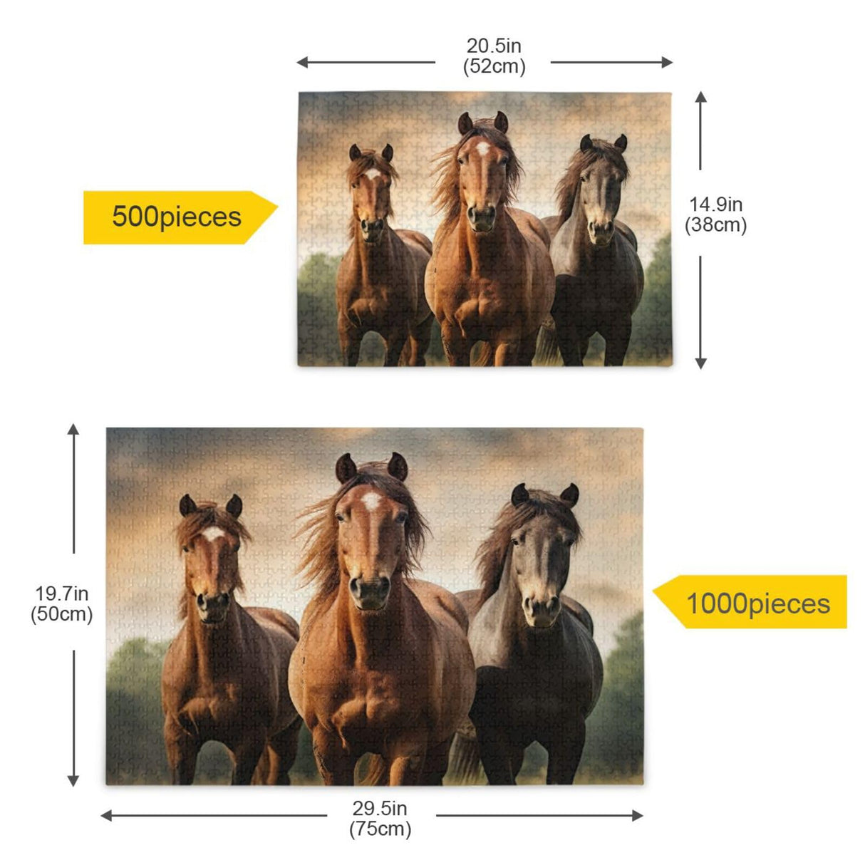 GOODOLD Horse Puzzles for Adults and Kids 500 Pieces, Wooden Jigsaw Puzzles, Happy Family Games Ideal GOODOLD