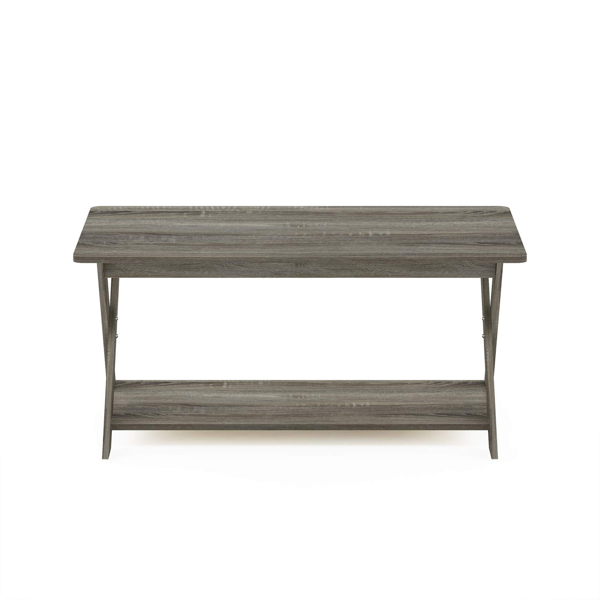 Furinno Modern Simplistic Criss-Crossed Coffee Table, 35.4 in x 19.6 in x 16 in, French Oak Grey Furinno