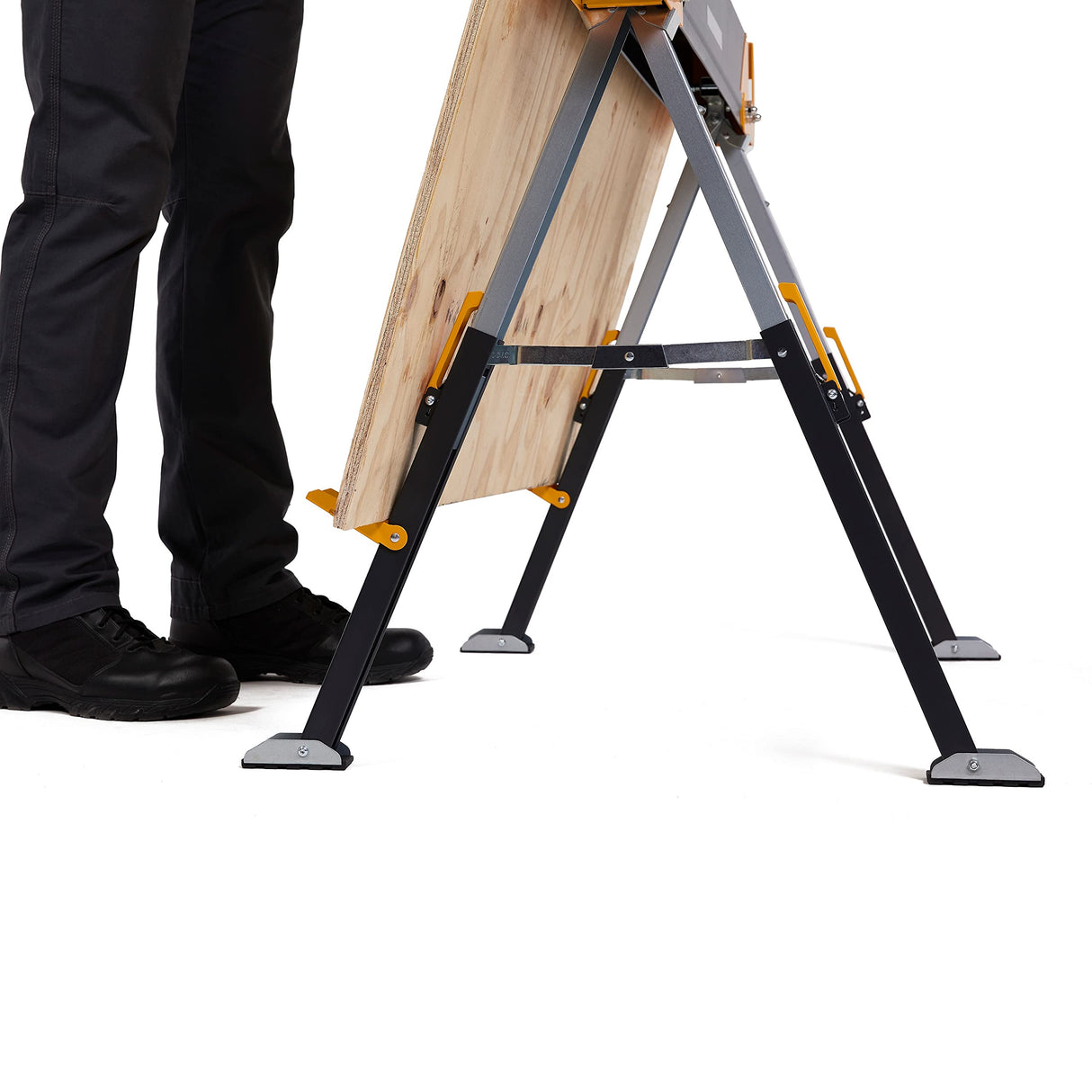 ToughBuilt - Folding Sawhorse/Jobsite Table - Sturdy, Durable, Lightweight, Heavy-Duty, 100% High Grade Steel, 1300lb Capacity, Pivoting Feet, Adjustable Height Legs - (TB-C650) - 2 Pack ToughBuilt