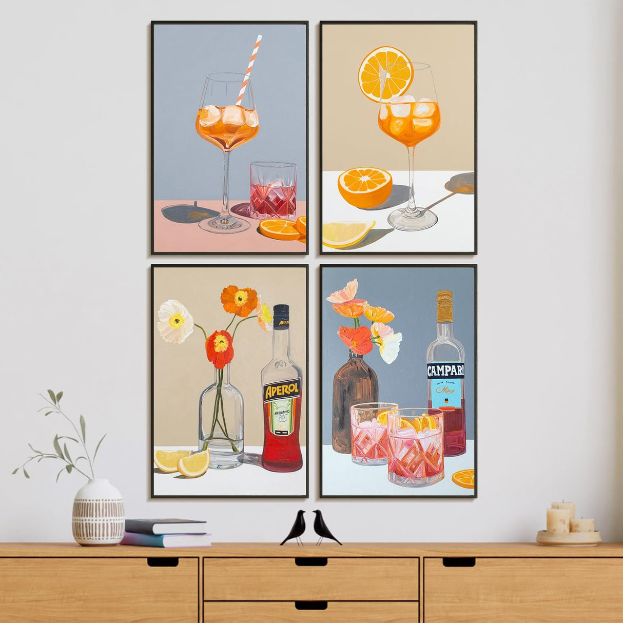 4 Pack Framed Paint by Numbers Kit for Adults Beginner with Wooden Easel, Cocktail Paint by Number Kits with Frame, DIY Acrylic Wine Glass Painting by Numbers for Home Wall Decor Gift 8x12 inch Yezavesu