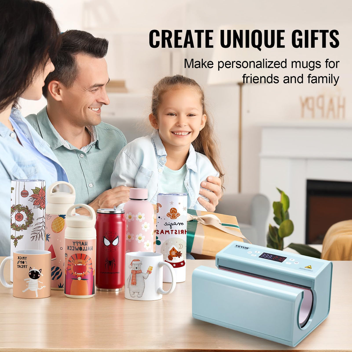 VEVOR Auto Tumbler Heat Press Machine - Mug Heat Press Heat Up Fast & Even with Temp and Time Setting, Professional Tumbler Press for 11-30oz Sublimation Tumblers, Mug, Cups - Light Blue VEVOR