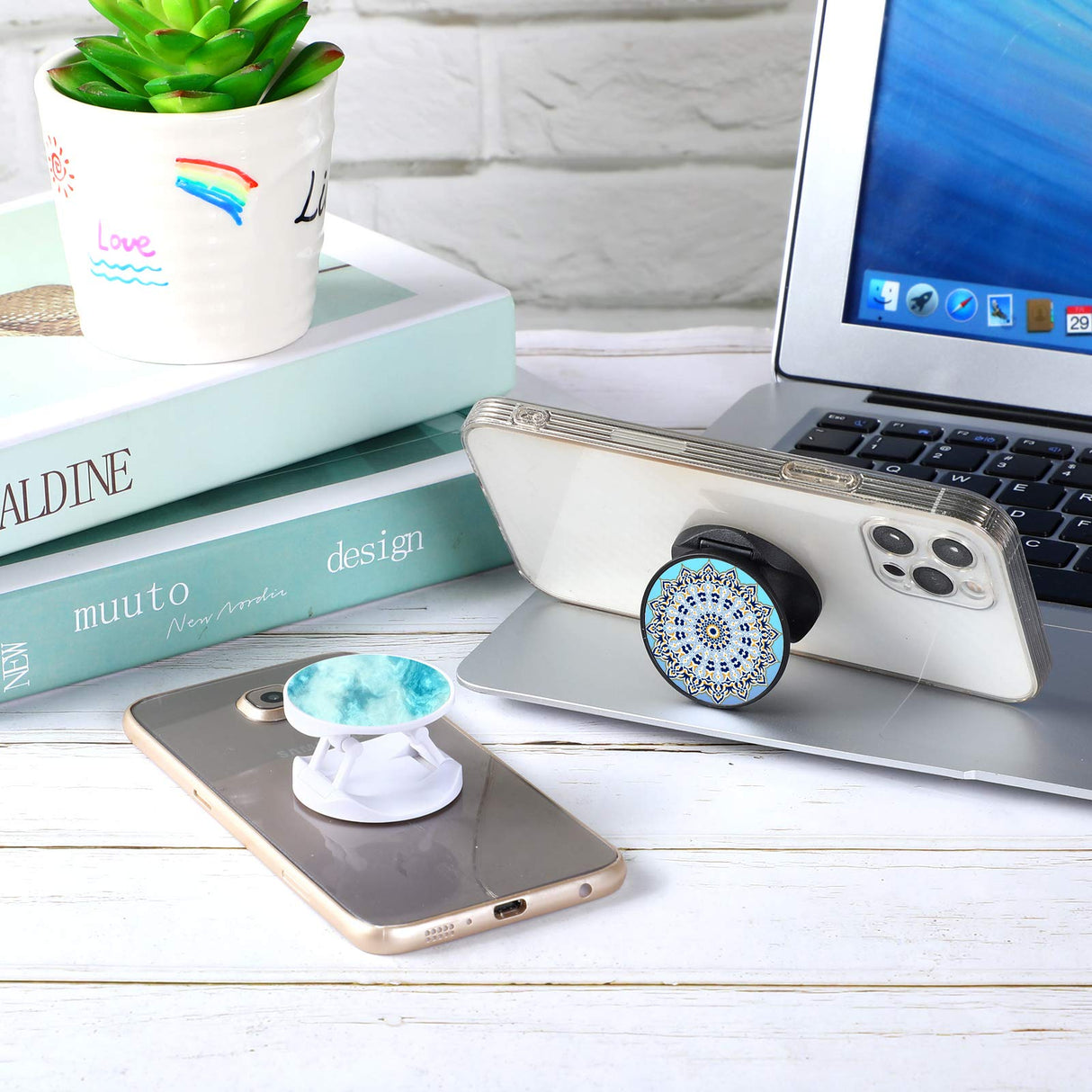 Weewooday 20 Pcs Sublimation Socket Blank Phone Grip Holders Collapsible Phone Grips Self Adhesive Sublimation Phone Holders for Smartphones and Tablets Weewooday