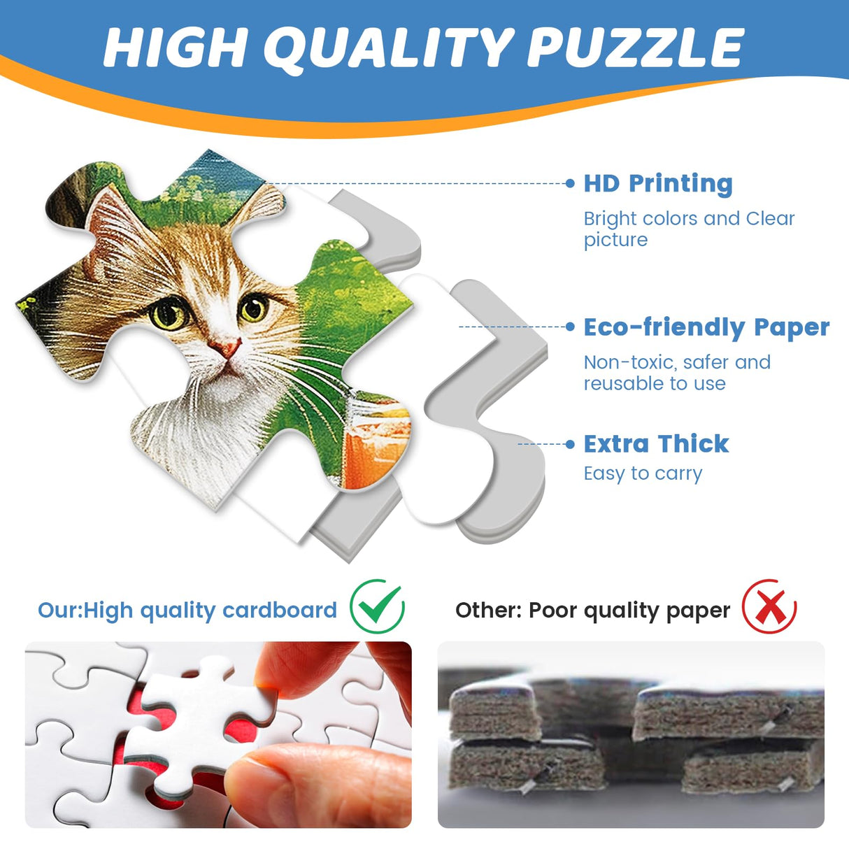500 Piece Puzzles for Adults, Cat Family Dinner Large Piece Jigsaw Puzzle for Adults Kids Seniors,Recycled Cardboard Puzzle 500 Piece,Family Activity Great Gift for Family Friends 20.5 * 15 in MJYPHDM