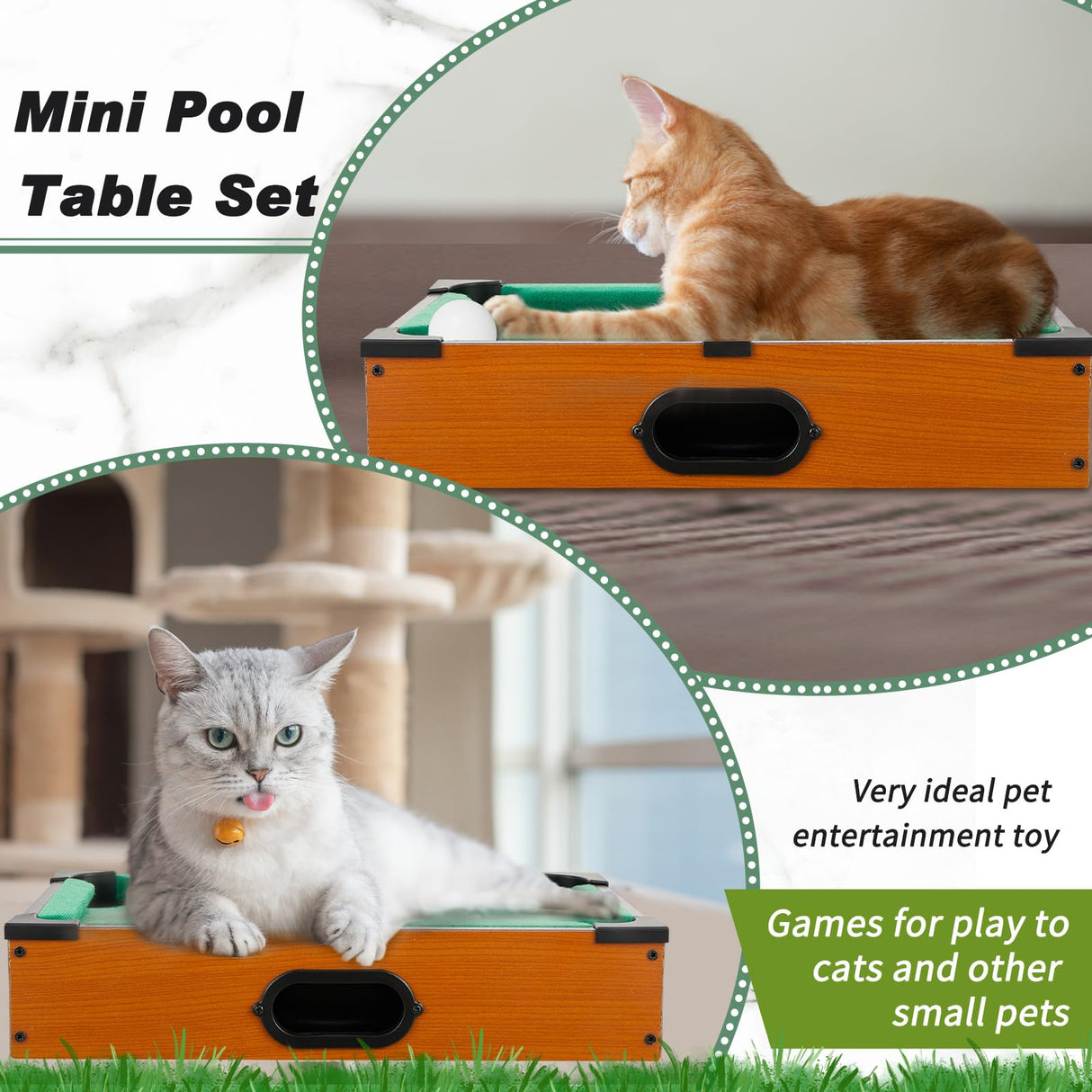 Shappy Mini Pool Table Set Pool Table for Cats Small Billiards Game with 16 Balls 2 Billiard Sticks 6 Chalk Cube 6 Pool Cue Tip 1 Brush 1 Triangle Tabletop Portable Billiard for Home Office Desk Cat Shappy