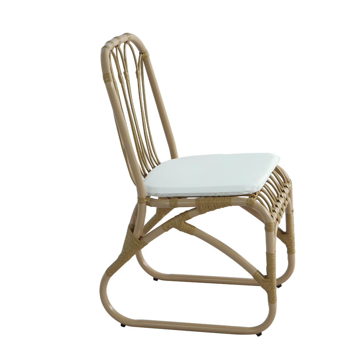 Christopher Knight Home Set of 2 Busby Patio PE Wicker Dining Chairs, Outdoor Woven Rattan Accent Chair with Iron Frame+Cushion, Fully Assembled Lounge Chair Outdoor for Garden/Balcony, Natural Christopher Knight Home