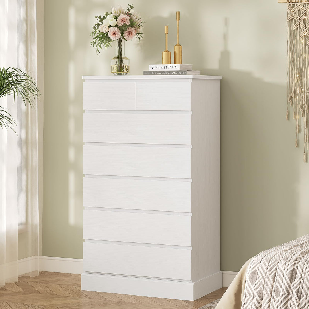 Hasuit Tall Dresser with 7 Drawers for Bedroom, 51.8'' High Chest of Drawers Storage Organizer for Closet, Modern Taller Clothes Storage Tower with Ample Storage Space Hasuit