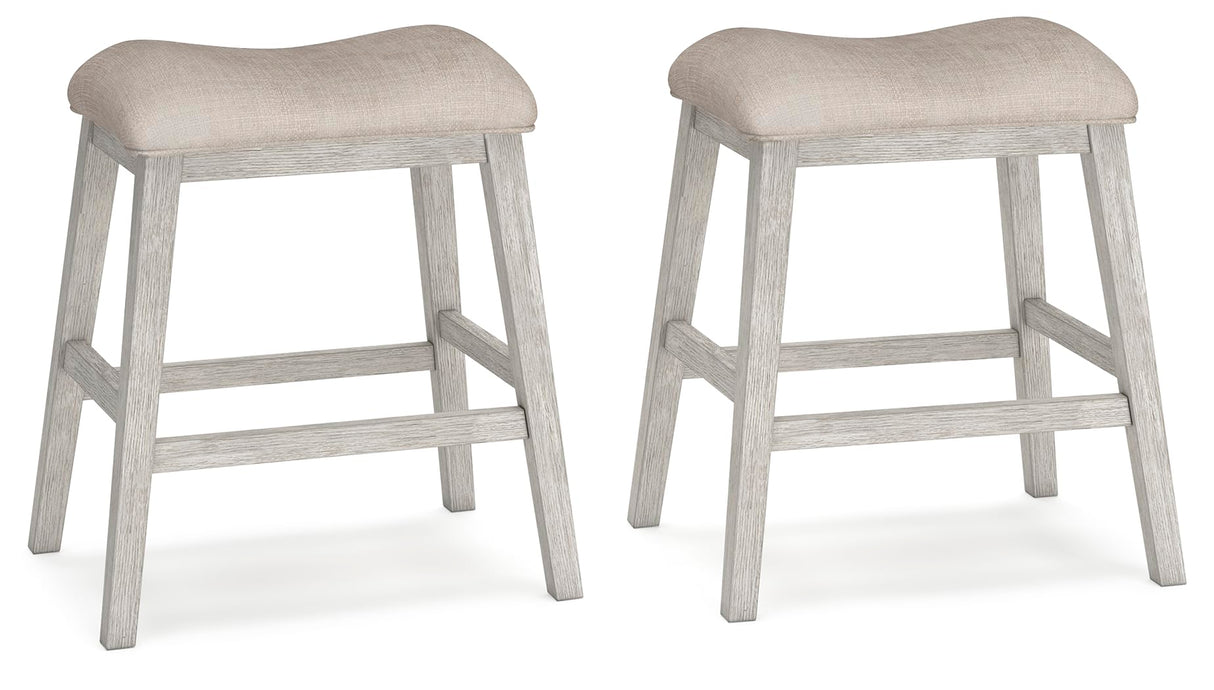 Signature Design by Ashley Skempton Modern 24" Counter Height Upholstered Barstool, 2 Count, Whitewash Signature Design by Ashley