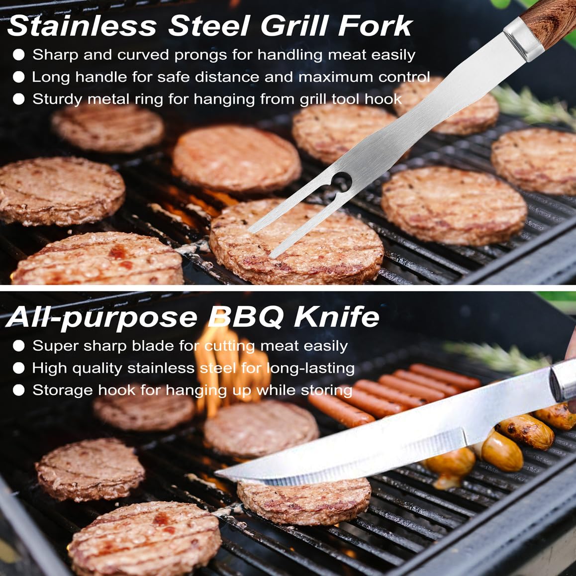POLIGO 22PCS Heavy Duty BBQ Grill Accessories Set, Non-Slip Grill Tools for Outdoor Grill Set Thicker Stainless Steel Grill Utensils Set, Deluxe Grilling Tools Set in Aluminum Case Ideal Gifts for Men POLIGO