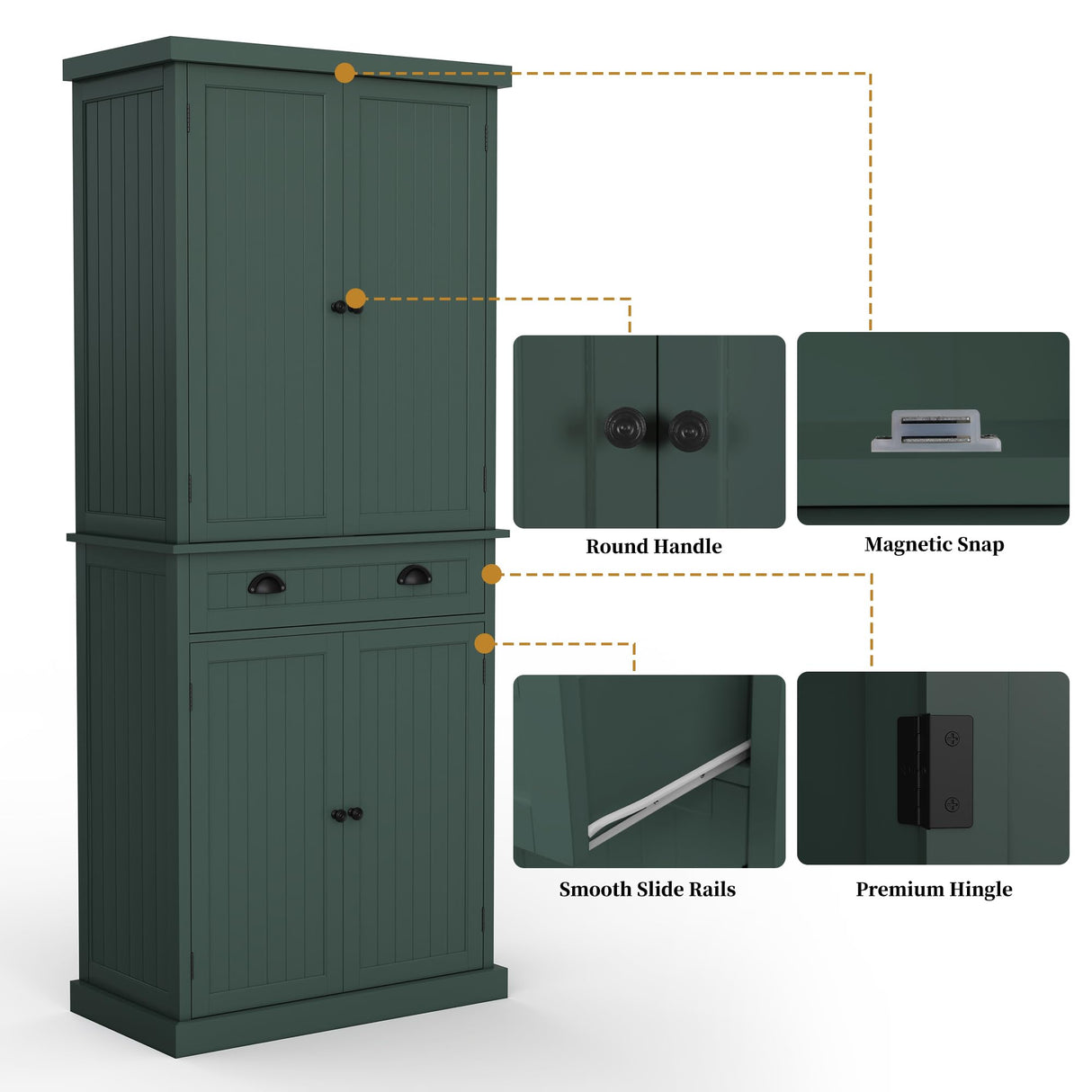 ARTPOWER 72" Tall Kitchen Pantry Storage Cabinet with Drawer and Adjustable Shelves, Pantry Cabinet for Kitchen, Bathroom or Hallway, Green ARTPOWER