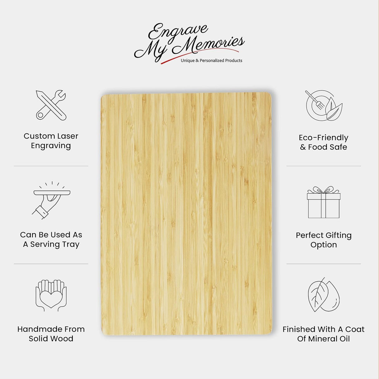 Enragved Cutting Boards For Kitchen 14x10 inch, Custom Laser Engraved Chopping Wooden Butcher Block,Countertop Accessory, Handmade Gifts From ENGRAVE MY MEMORIES