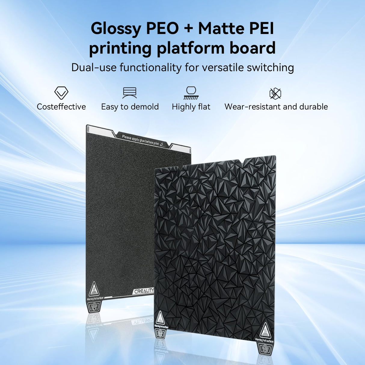 Creality Ender 3 Build Plate Kit Dual-Sided Printing Platform Board Glossy PEO + Matte PEI Plate Build Surface for Ender 3 V3 SE/Ender 3/Ender 3Pro/Ender 3 V2/Ender 3 S1/S1 Pro 3D Printer 235x235mm Creality