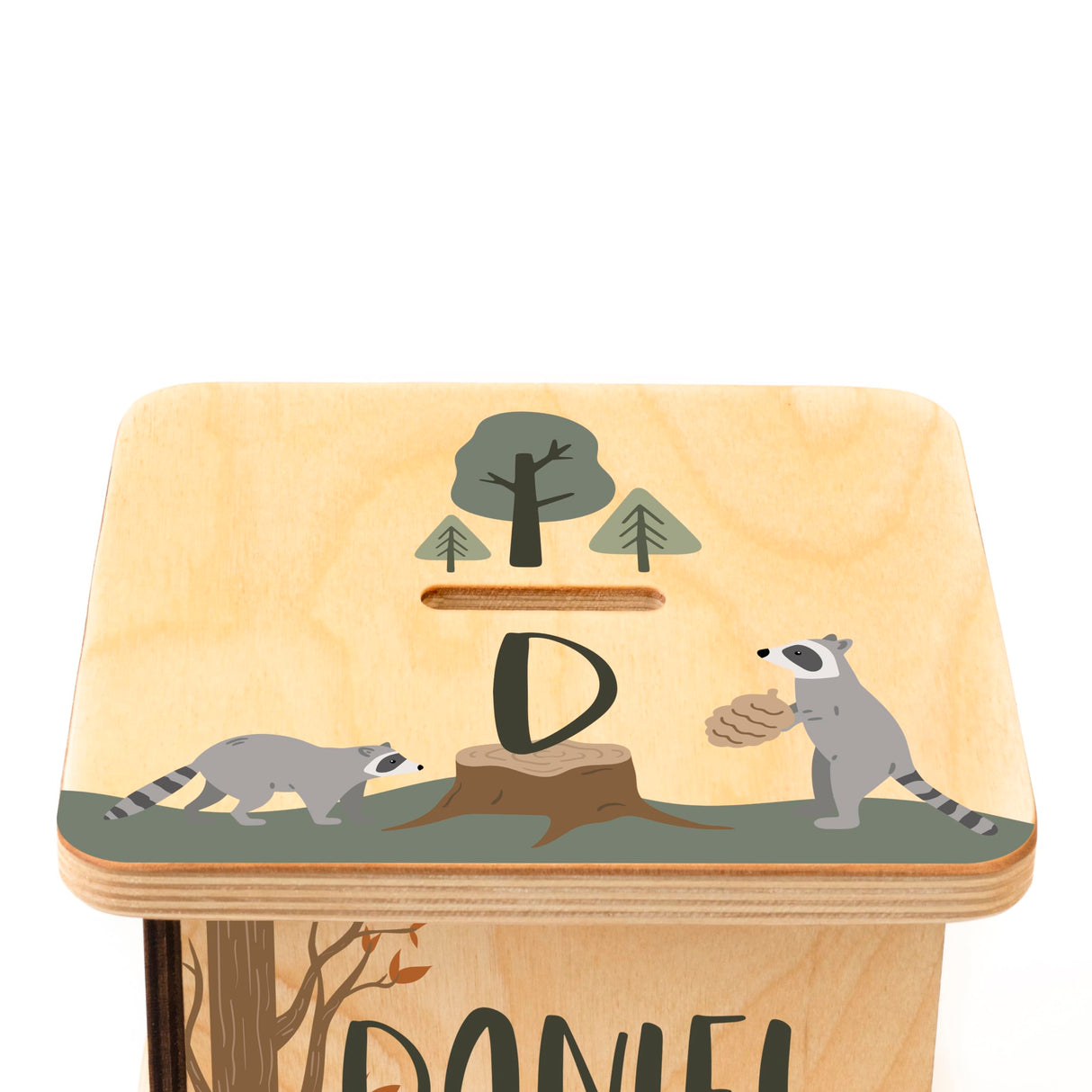 Wooden Piggy Bank for Kids and Adults, Personalized Gift Handmade in USA by BloomOwl, Custom Piggy Bank, Personalized Banks for Kids, Gifts for Baby Boys and Girls (Woodland) BloomOwl