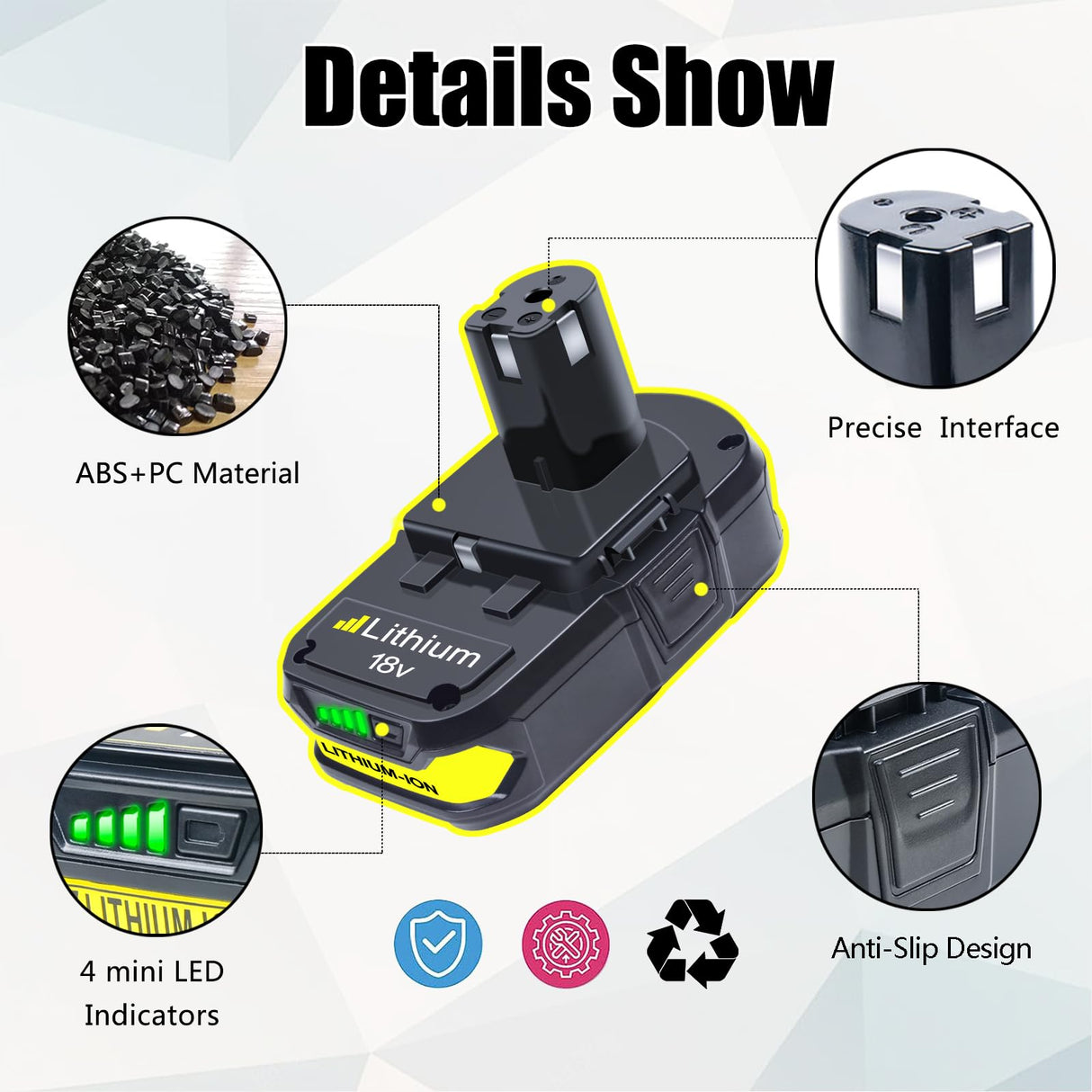 FSKE 2Pack 4.0Ah Lithium Battery Replacement for Ryobi 18V Battery ONE+ P108 P102 P103 P104 P105 P107 P108 P109 P190 P191 P122 FSKE