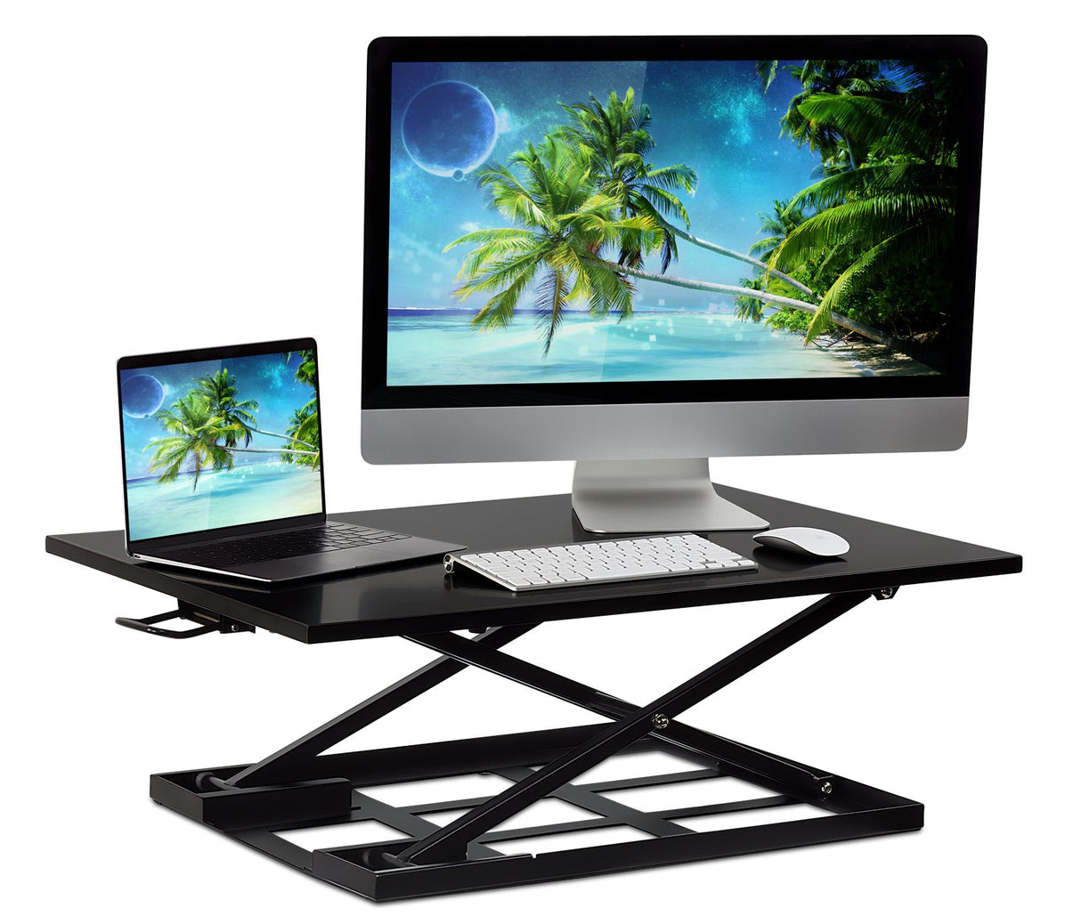 Mount-It! Standing Desk Converter, Height Adjustable Sit Stand Desk, 32x22 Inch Preassembled Stand Up Desk Converter, Ultra Low Profile Design, Black Mount-It!