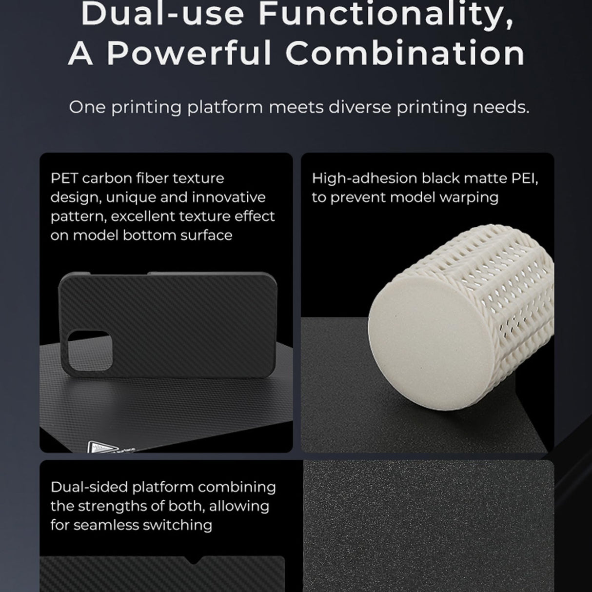 Creality Double-Sided PEI + PET Build Plate for K1, Ender 3 V3, 3D Printer Flexible Spring Steel Build Plate Glossy PET + Matte PEI Platform Bed for K1, Ender 3 V3 KE, Ender 5 S1, Ender 3 Series KOYOFEI