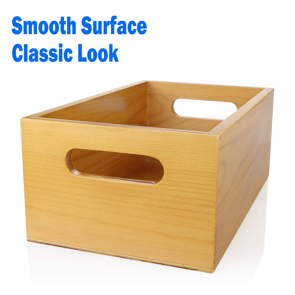 A Selected Pine Wood Organizer Open Box 4 Packs, 6x10 Wooden Storage Container with Handle for Bathroom and Kitchen ASelected