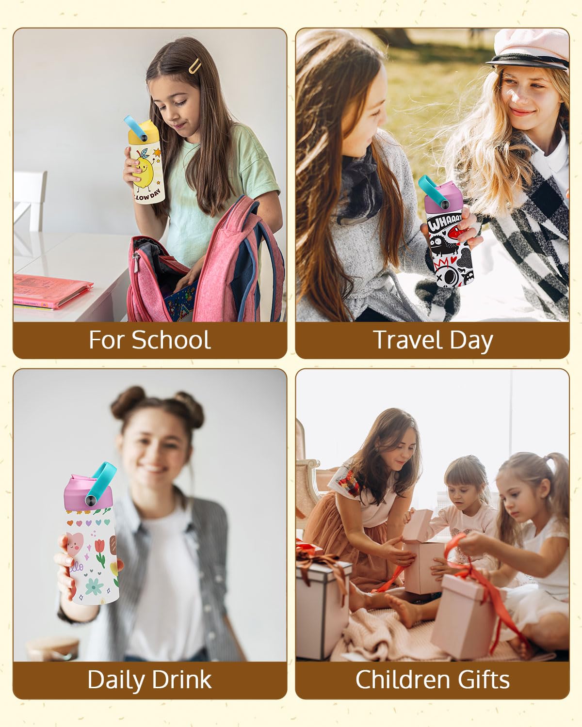 OFFNOVA 12oz Kids Sublimation Tumbler, 4 Pack Stainless Steel Sippy Cup Blank, Vacuum Insulated Water Bottle with Leak-Proof Straw Lid OFFNOVA