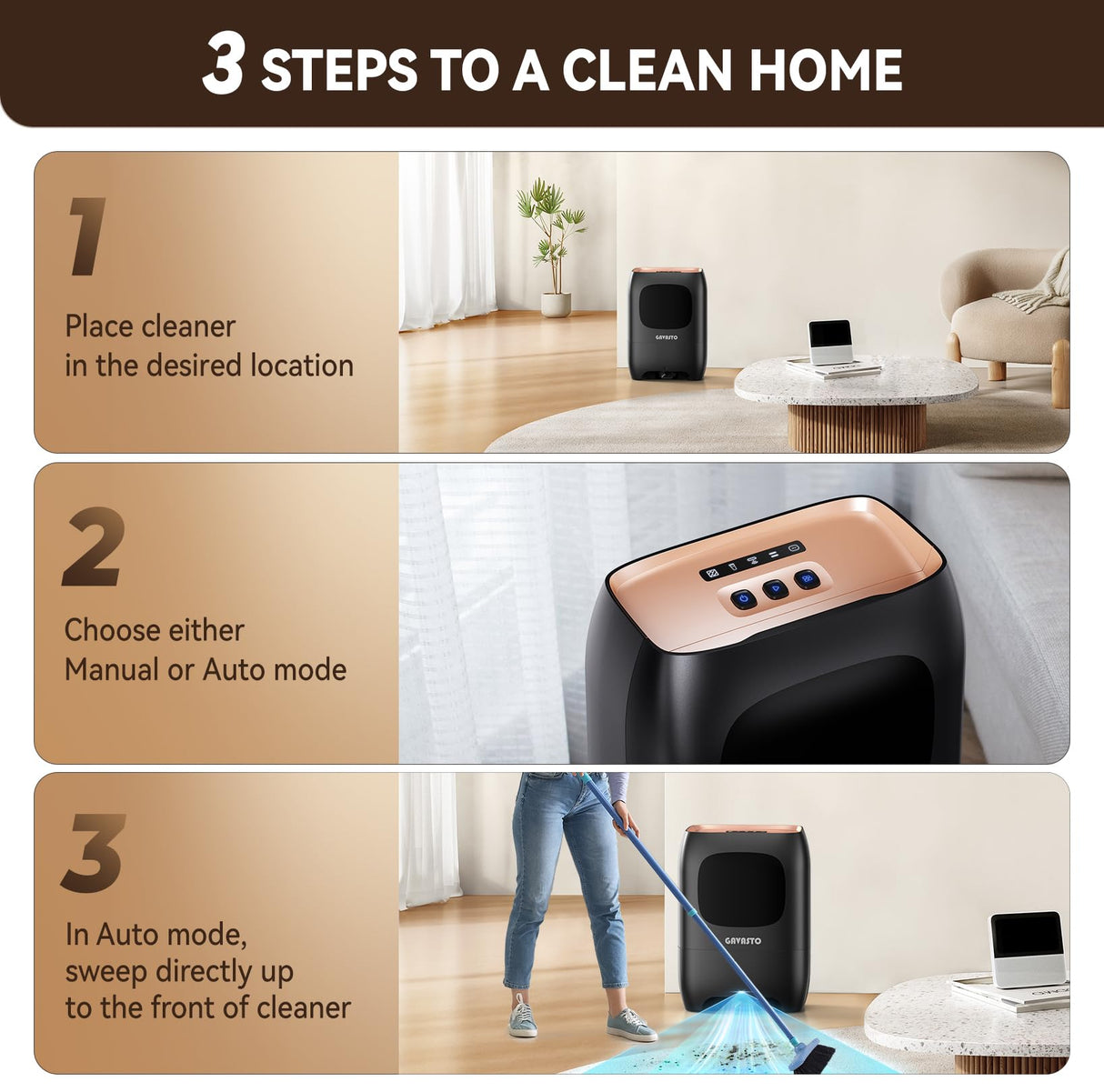 GAVASTO Pro Touchless Vacuum Automatic Dustpan - Ultra Fast & Powerful - Great for Sweeping Salon Pet Hair Food Dirt Kitchen, Canister Vacuum Cleaner Trash Can, Bagless, Auto Sensors, 1500 Watt-Black GAVASTO