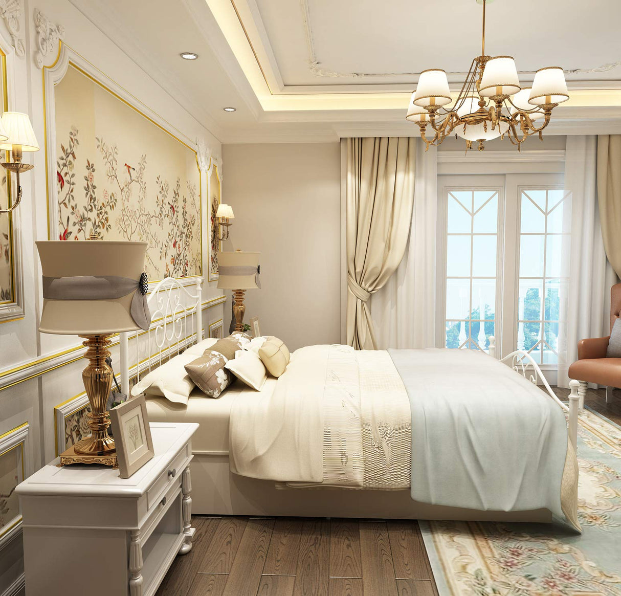 YERPERFO Metal Queen Bed Frame with Headboard and Footboard Farmhouse Platform Bed Frame Queen Size Under Bed Storage No Box Spring Needed and Easy Assembly(Queen, White) YERPERFO