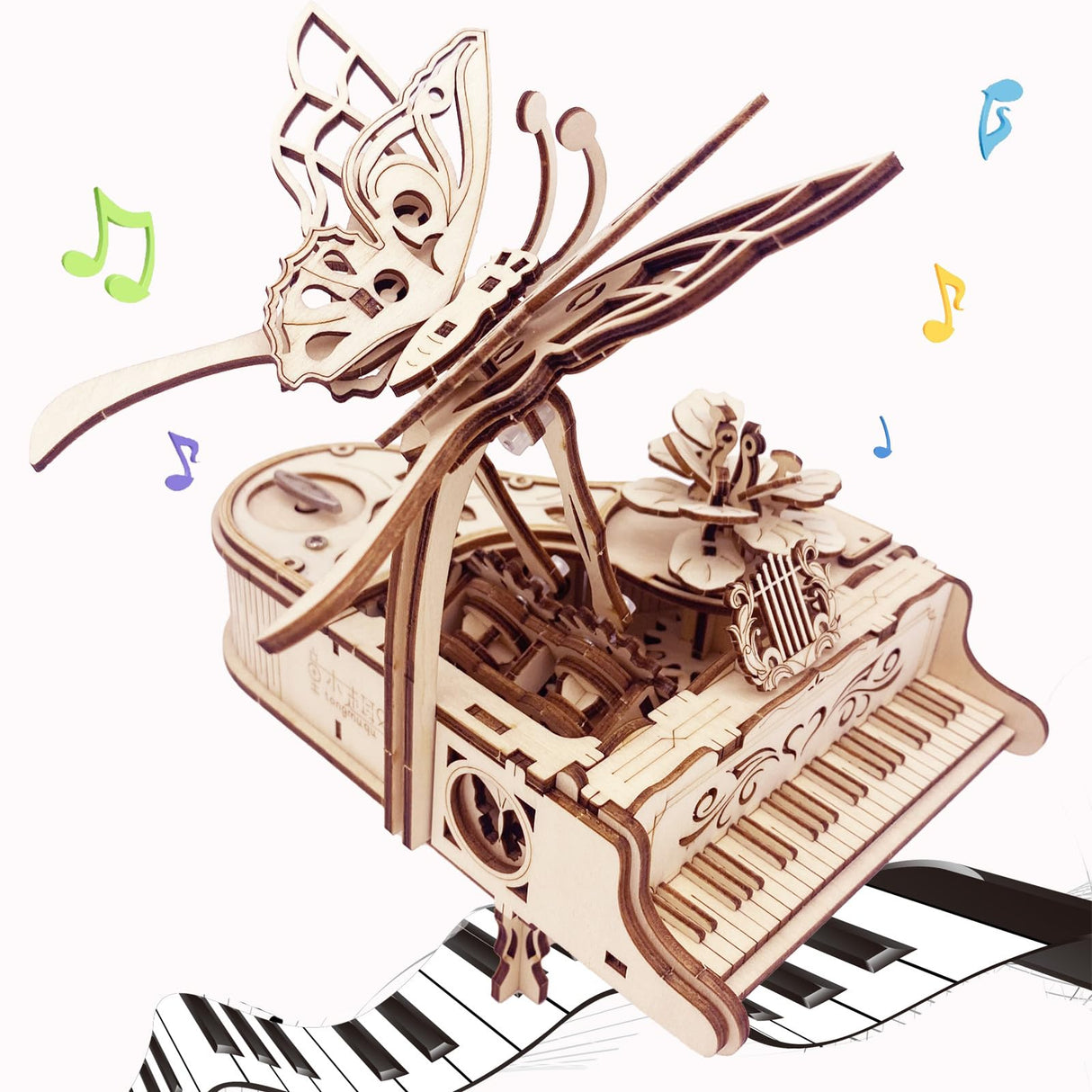 3D Wooden Puzzle for Adults - Piano DIY Music Box Wood Model Kits Construction Craft Kits Mechanical Jigsaw Puzzles for Age 15+ Years Old auryee
