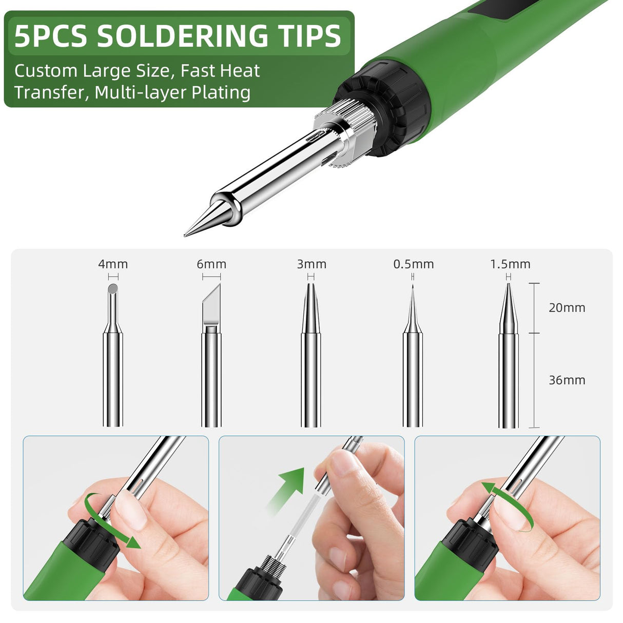 Soldering Iron Kit, 190W Soldering Gun, 110V LED Solder Kit for Electronics, Adjustable Temperature 356-932℉, Includes Solder Wire, Sucker, Tips, Stand, Tweezers, Paste and Solid Wood Box, Army Green Crtsweker