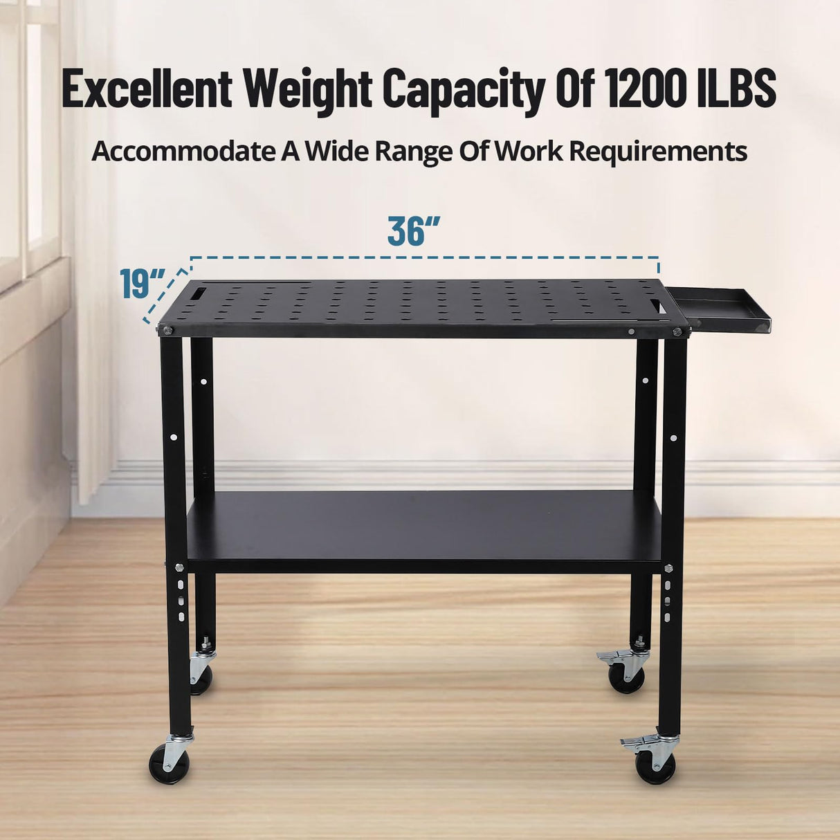 TROPOW Welding Table 36"x19", 5/8-inch Fixture Holes Steel Welding Workbench Table, 1200lbs Load Capacity Welding Table Portable Work Bench TROPOW