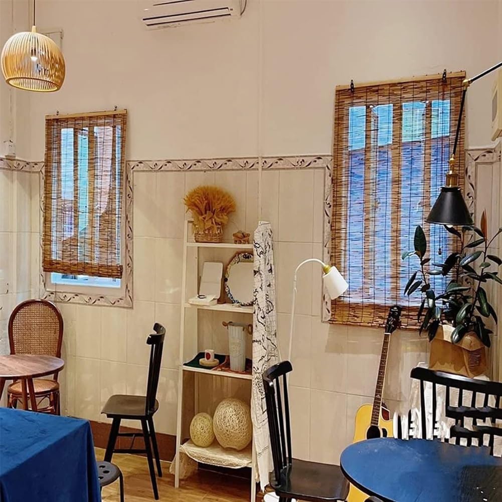 Generic Patio Bamboo Roller Shades, Outdoor Roll-up Blinds, Bamboo Window Shade, Home Roman Blinds, Anti-UV 36x72 27x48 34x84 55x96 20x84in (Color : Brown) WoodArtSupply