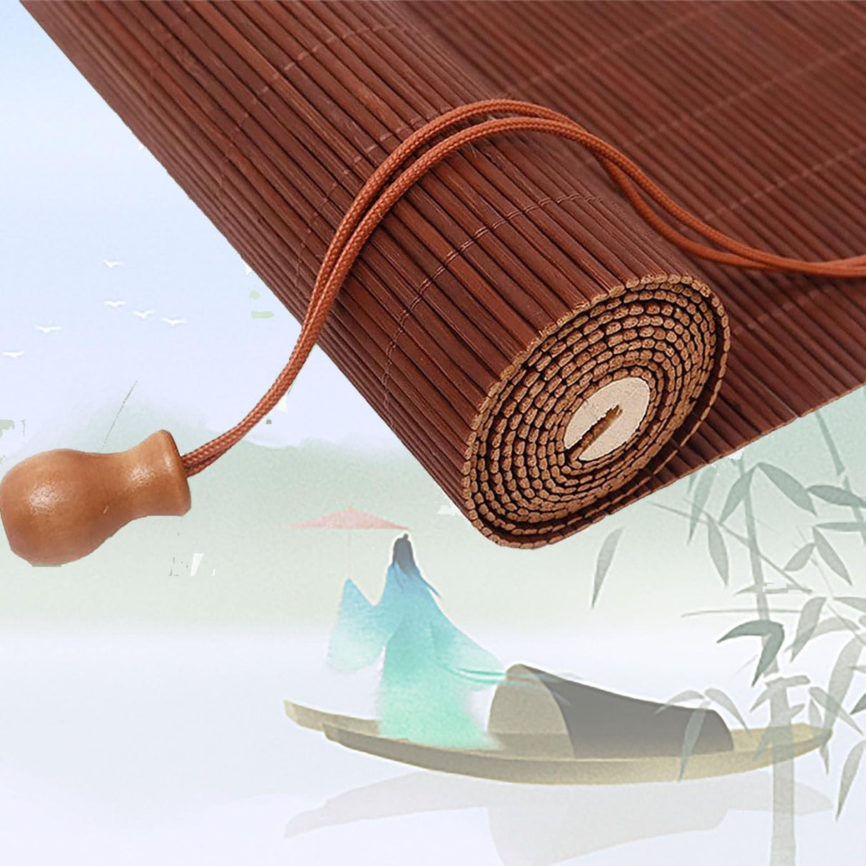 Natural Bamboo Roller Blinds for Indoor/Outdoor - Handwoven Shades for Privacy and Sun Control WDZDMYL