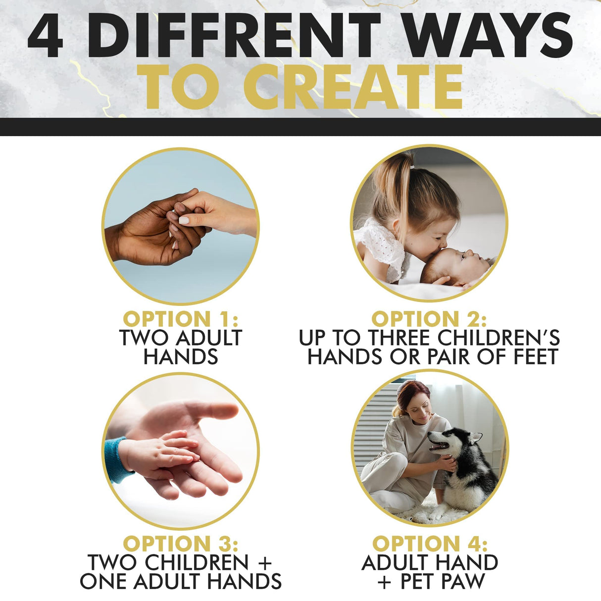 Crafts North Hand Casting DIY Kit for Couples | Complete kit with Acrylic Display, Wooden Base, and Step-by-Step Guide to Create a Perfect Hand molding Christmas Gift Crafts North