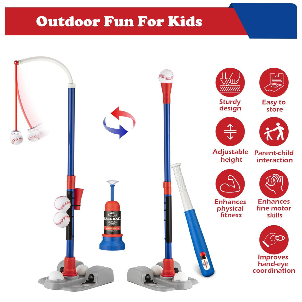 VROGTIK Toys Toddler Tball Set 3-5 Kids Toy Gift for 5-7 Year Old Boy Outdoor Sports Playground Sets for Backyards VROGTIK