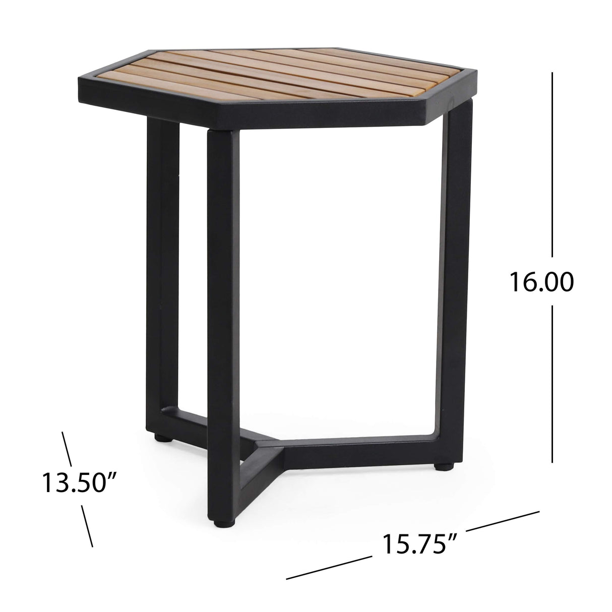 Christopher Knight Home END Table, Black Metal + Teak Christopher Knight Home