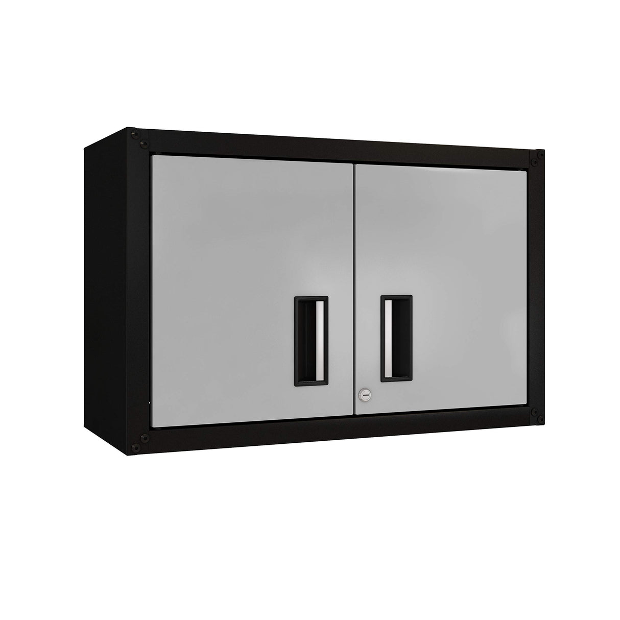 itbe Ready-to-Assemble Floating Garage Storage Cabinet - Wall Mount Garage Cabinet w/Lockable 2 Doors, 44 lbs Shelf Capacity, Removable Shelf, Small Steel Metal Cabinet(Black and Grey) itbe