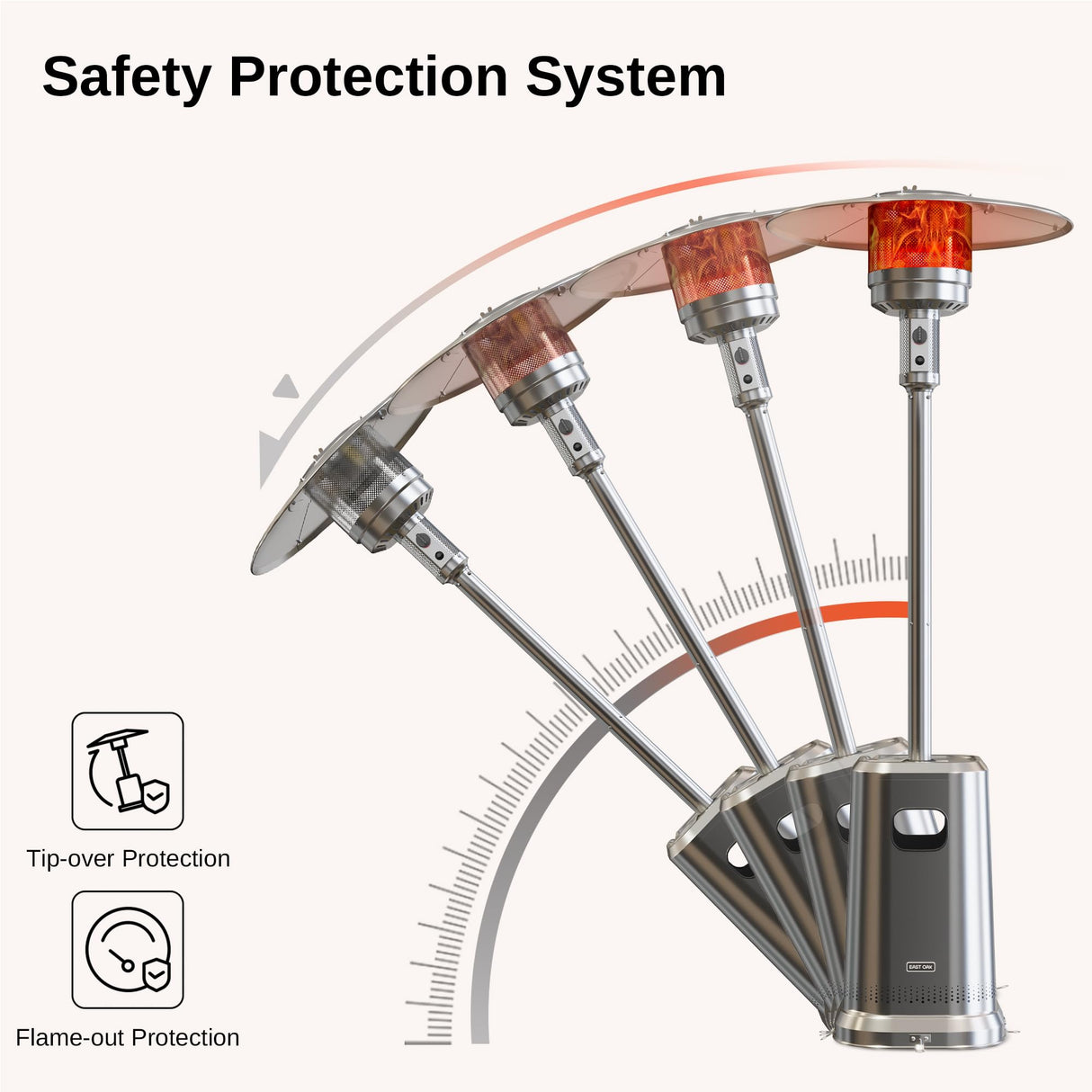 EAST OAK Anti-rust 50,000 BTU Patio Heater for Outdoor Use with Double-Layer Stainless Steel Burner, Square Round Table Design and Wheels, Propane Patio Heater for Home and Commercial, Stainless Steel EAST OAK