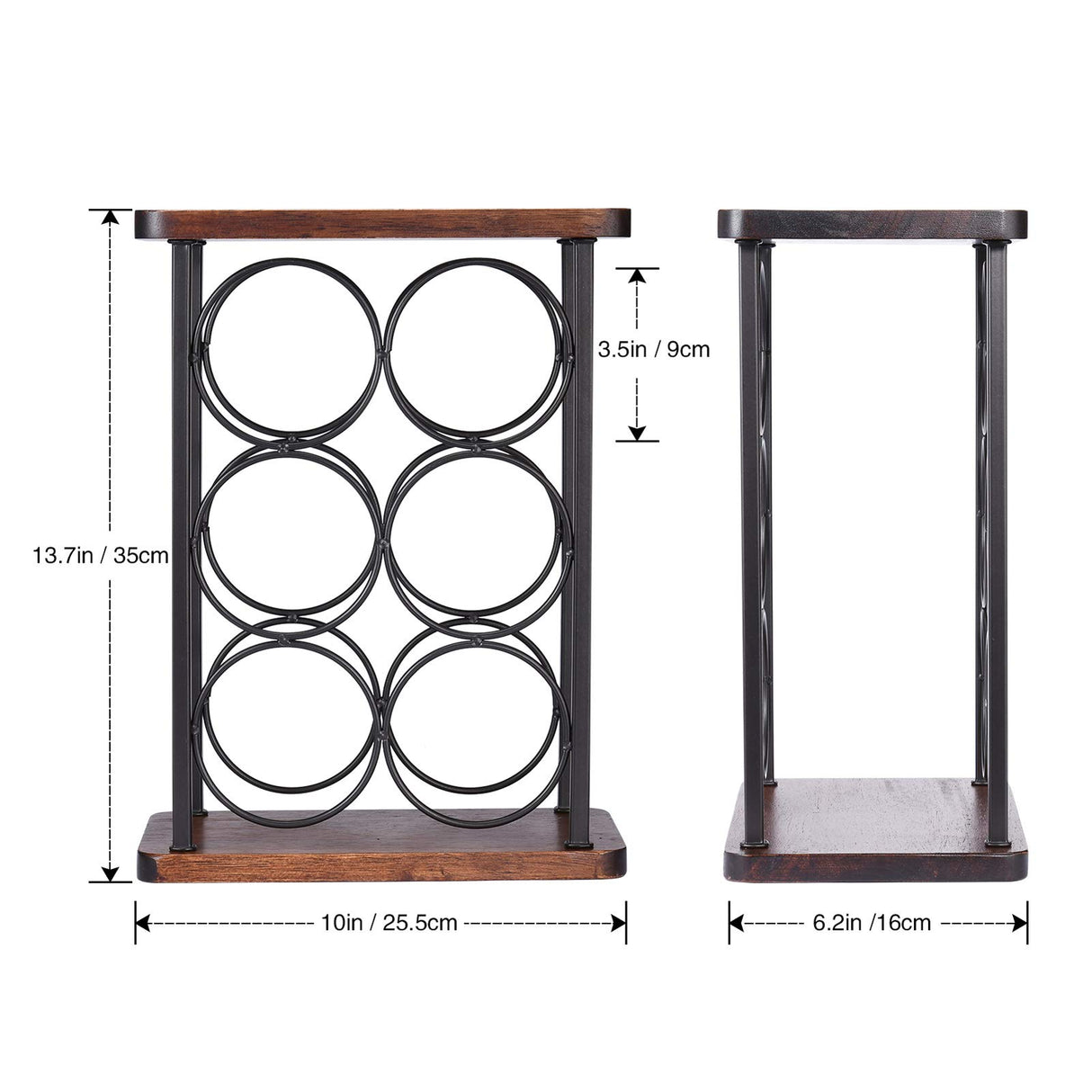 ALLCENER Countertop Wine Rack, Wood Wine Bottle Holder, Perfect for Home Decor & Kitchen Storage Rack, Bar, Cellar, Cabinet, Pantry, etc (Hold 6 Bottles) ALLCENER