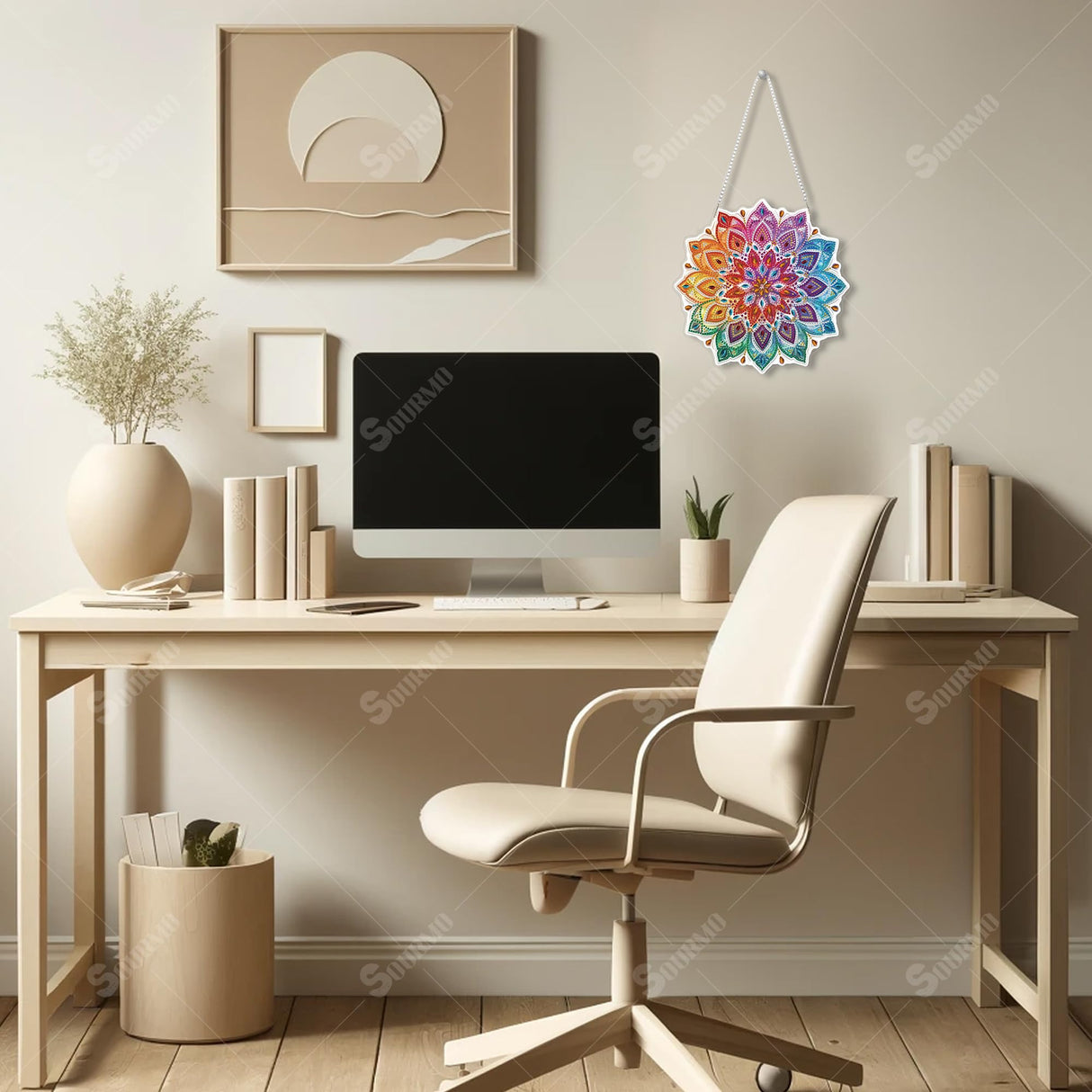 SOURMO Hanging Diamond Art Painting Pendant Mandala Pattern, DIY Double Sided Acrylic Diamonds Painting Board Kit for Adults (Mandala-1) SOURMO